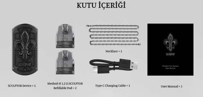 Uwell Sculptor Kutu İçeriği